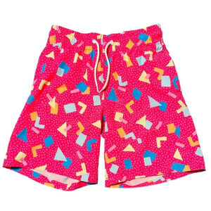Cabana by Crown & Ivy SZ 8 Kid Swim‎ Shorts Drawstring Pink 90’s Confetti Lined